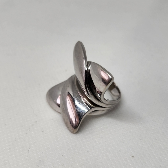 VINTAGE ITALY STERLING SILVER 925 HAN SIGNED MODERNIST RING SIZE 6 - Picture 3 of 7